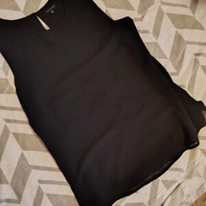 Anthropologie Blouse Top Black Sleeveless Sheer Tank Layering, Pleoine